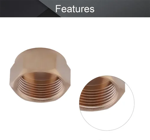 Vista 3 de Othmro 2 unids 3/8 de oro de tubería de montaje de válvula de latón hexagonal rosca hembra conector de manguera de rosca fina para tuberías de agua