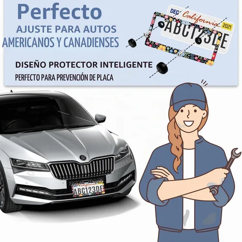 Vista 3 de Marco de matrícula personalizado, marco de placa de matrícula de flores hippie, 2 piezas, cubierta de placa de acero inoxidable para hombres y Negro