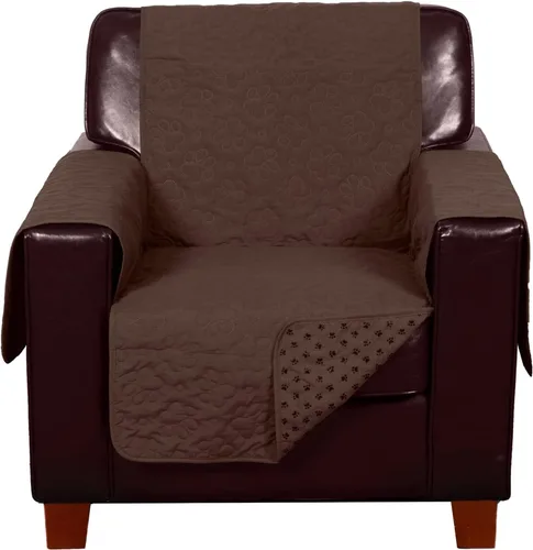 Vista 3 de Furhaven - Funda acolchada impermeable para muebles de sala de estar para perros y gatos, con diseño de patas, protector con reverso antideslizante