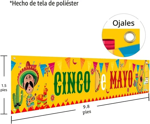 Vista 2 de Cartel grande del Cinco de Mayo, decoración de suministros de fiesta mexicana, suministros de fiesta del Cinco de Mayo, cartel de fiesta de baby