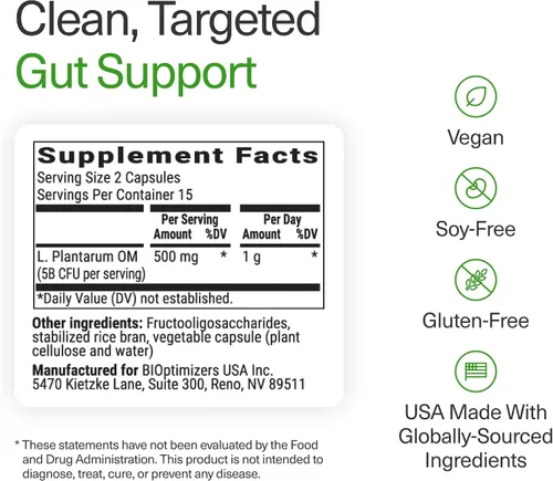 Vista 8 de BIOptimizers Probiotic Breakthrough – Lactobacillus Plantarum OM Probióticos y Prebióticos Suplemento de Salud para el Intestino, Digestivo