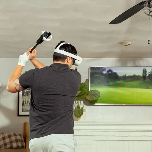 Vista 2 de GimmeVR VR Golf Club Handle Accessory Compatible with Oculus Quest 2 and Rift S, Realistic Grip Handle Attachment with Weighted Balance, Golfing