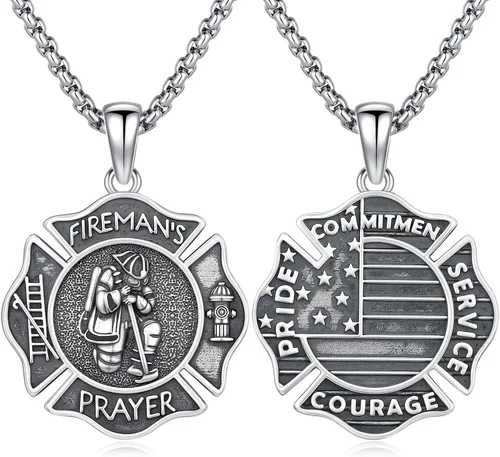 Vista 97 de Collar de amuleto de medalla de San Patrono de plata/oro de 14 39A-St Peregrino-Plata