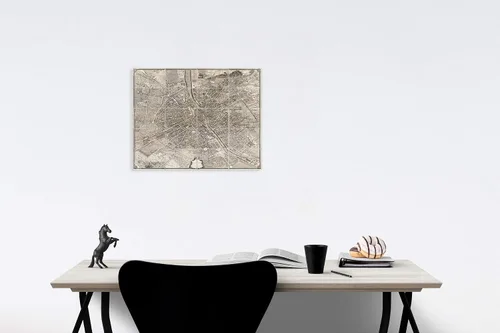Vista 3 de Mapa histórico - Plan de Paris commencé l'année, 1739, Michel-Étienne Turgot - Arte de pared vintage de 24 x 18 pulgadas