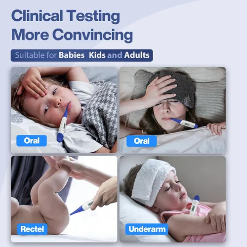 Vista 4 de Boncare Termómetro digital de 10 segundos para adultos y niños, termómetro rectal preciso y seguro para bebé con alarma de fiebre, termómetro oral