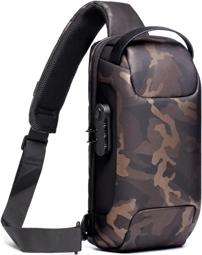 Vista 7 de HOXSURY Sling Mochila USB Impermeable Pecho Daypack Casual Bolso de hombro (negro)