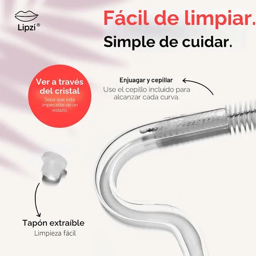 Vista 7 de Lipzi - Popotes antiarrugas - Popotes de vidrio antiarrugas para vaso de 40 oz, popotes reutilizables transparentes con cepillo de limpieza
