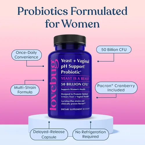 Vista 5 de LOVEBUG Probióticos para mujeres con Pancran® - Probiótico multi-cepa que apoya el equilibrio de IVU, BV, olor y pH - Probióticos vaginales