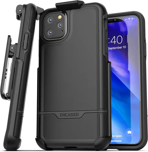 Vista 17 de ENCASED Funda para cinturón con clip para iPhone 11 (2019 Rebel Armor) Funda protectora resistente de cuerpo completo con soporte (Negro)