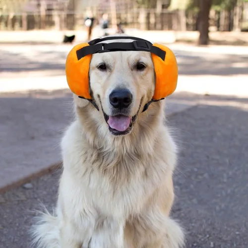 Vista 5 de Orejeras de seguridad para perros, protección auditiva para perros, protección auditiva para perros, protectores de oídos silenciosos para evitar