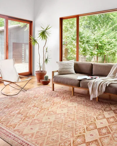 Vista 23 de Loloi - Alfombra decorativa Layla Collection LAY-07 Azul/Mandarina, 2 pies 3 pulgadas x 3 pies 9 pulgadas, 0,33 cm de espesor, suave, duradera