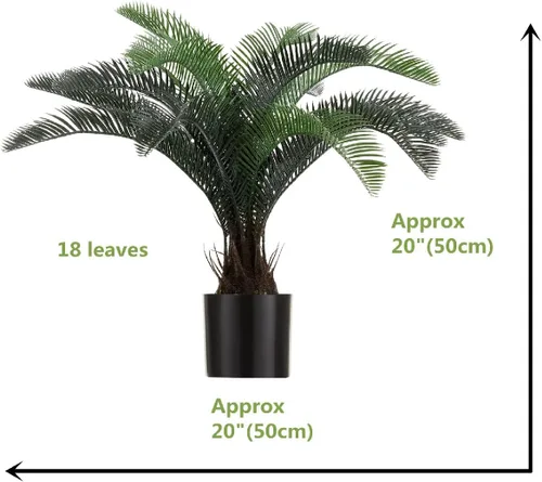 Vista 2 de Nearly Natural - Planta artificial Cycas de 20 pulgadas (18 hojas), palmera de sagú Revoluta falsa para interiores, hogar, jardín, oficina, tienda