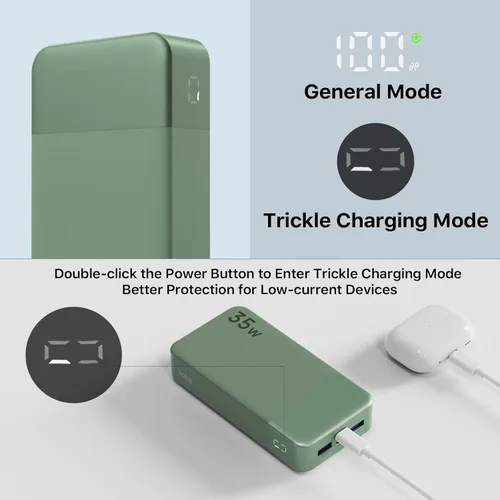 Vista 5 de NOBIS Cargador portátil 35W 20000mAh Power Bank Carga rápida Verde