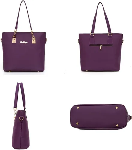 Vista 6 de Juego de 6 bolsas de mano para mujer, bolsa de hombro impermeable, con asa superior, monedero, cartera, funda para llaves