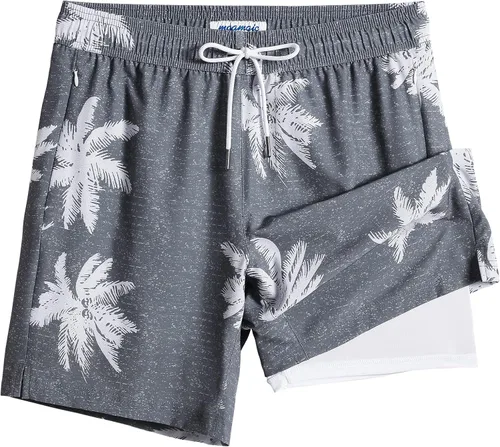 Vista 25 de maamgic Traje de Baño para Hombre 2 en 1, Pantalones Cortos de Natación de 17.8 cm para Hombre, Trajes de Baño, Pantalones Cortos de Tabla