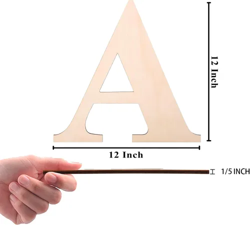 Vista 2 de Letra de madera de 12 pulgadas, letras de madera para decoración de pared, letras de madera en blanco sin terminar de 1/5 pulgadas para decoración