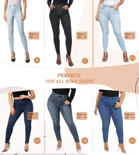 Vista 5 de Hybrid & Company Jeans ajustados de cintura alta y súper elásticos para mujer