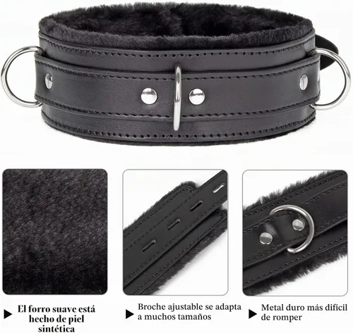 Vista 4 de Gargantilla de cuero tamaño ajustable para mujeres/hombres, rosa, negro, morado, rojo
