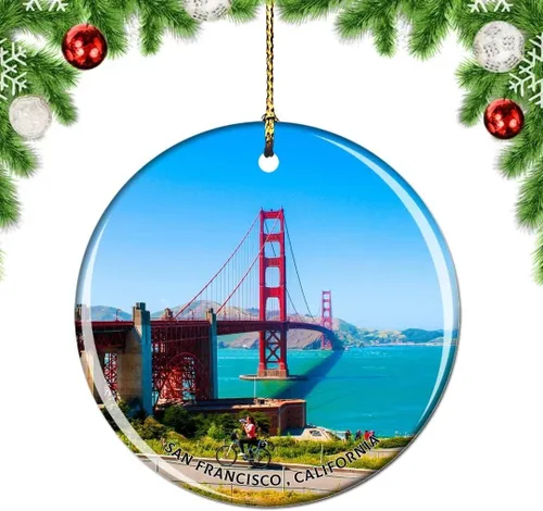 Vista 31 de California San Francisco 16 Avenue Tiled Steps USA Christmas Tree Ornamento Decoración Colgante Colgante Decoración Ciudad Viaje Souvenir Colección