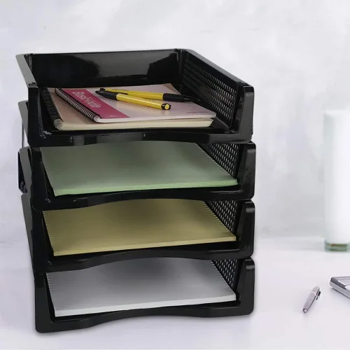 Vista 3 de Ggbin Bandeja organizadora apilable de 6 niveles tamaño papel A4 para escritorio