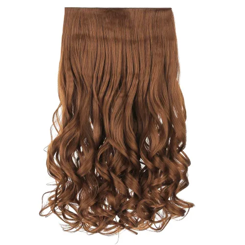 Vista 25 de REECHO Extensiones de cabello rubio, extensiones de una pieza con clip de 20" para mujer, extensiones de cabello sintético suave y natural con ondas