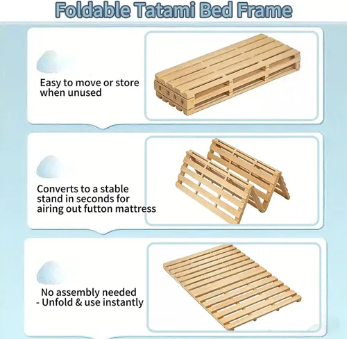 Vista 7 de Base de cama de piso, transpirable, a prueba de humedad, plegable, tatami, cama japonesa para dormir en el suelo o colchón de futón
