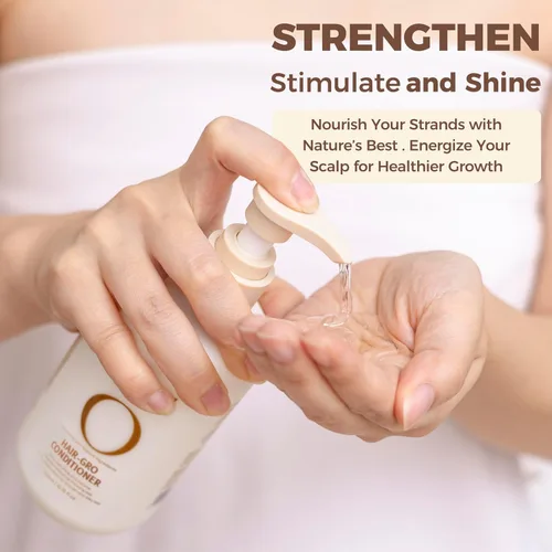 Vista 5 de Olivii Hair-Gro Acondicionador para cabello más grueso y completo, crecimiento del cabello con cúrcuma, trébol rojo, biotina y cafeína, reduce
