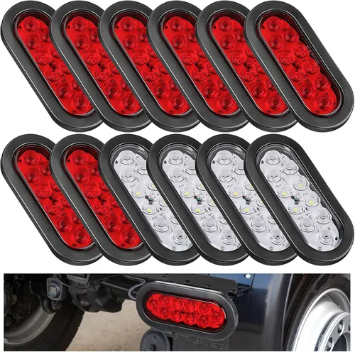 Vista 9 de Yexiya Paquete de 12 luces LED ovaladas para remolque, rojo