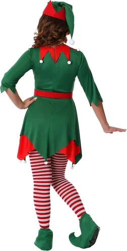 Vista 6 de Disfraz de ayudante de Papá Noel de talla grande para mujer