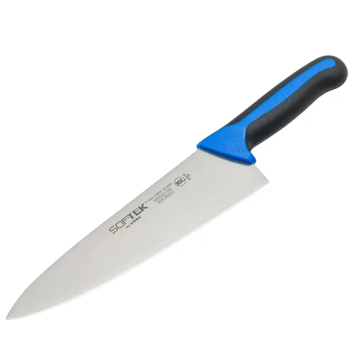 Vista 3 de Sof-Tek, cuchillo de cocina de 8 pulgadas, mango de agarre suave, plata/negro/azul