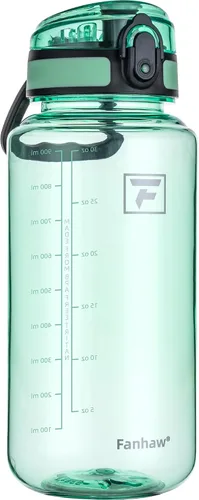 Vista 7 de Fanhaw Botella de agua Tritan transparente de 32 onzas, sin BPA y a prueba de fugas, boca ancha con tapa antipolvo, botella de plástico reutilizable