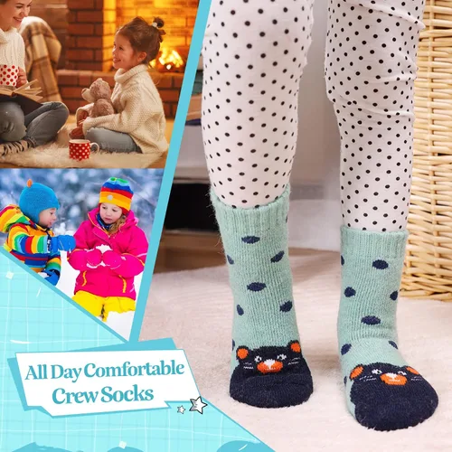 Vista 6 de Eocom 6 pares de calcetines de invierno cálidos de lana para niños y niñas