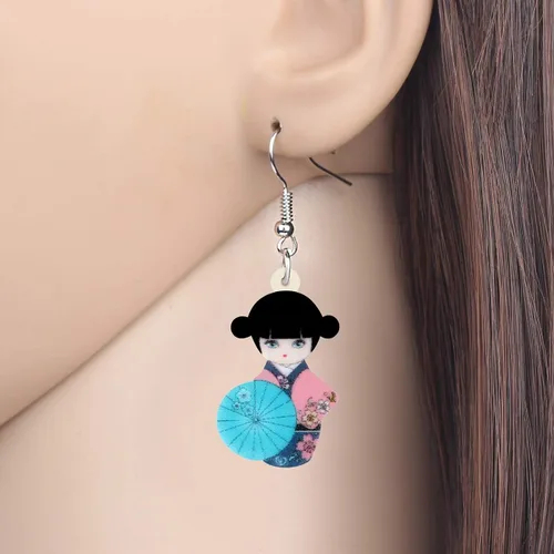 Vista 58 de DUOWEI Aretes de acrílico estilo japonés con diseño de anime para muñeca, colgantes, joyería para mujer