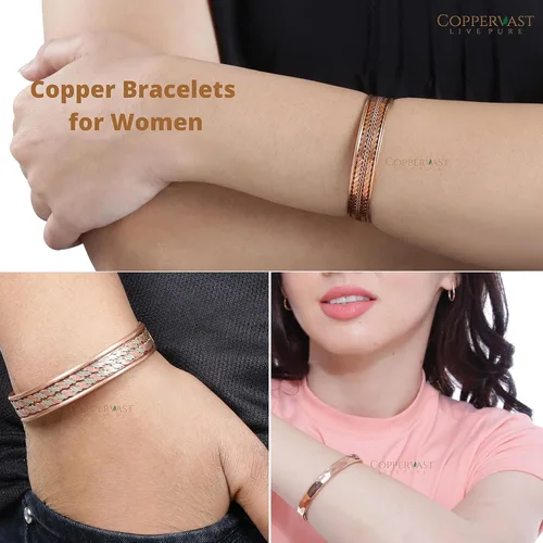 Vista 11 de Pulseras de cobre para hombres y mujeres Juego de 3 con caja de regalo Hecho a mano 100% cobre Regalo para mujeres y hombres