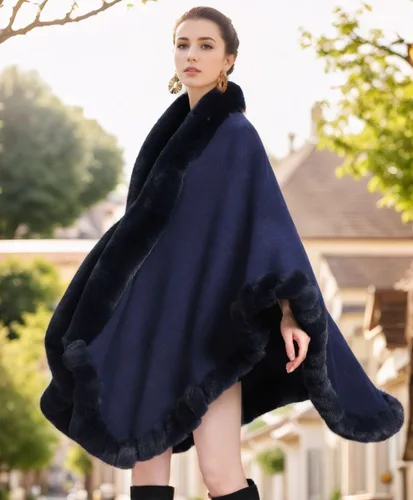 Vista 3 de Tngan Cárdigan de piel de zorro sintético, chal para invierno, capa de gran