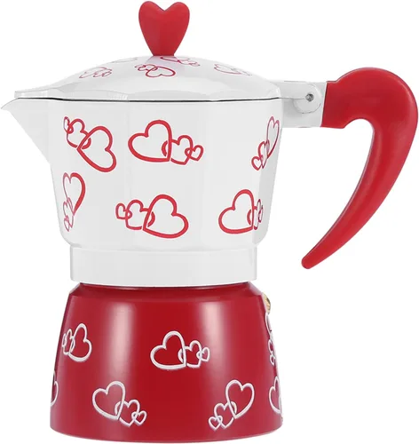 Vista 6 de Cyrank Moka - Estufa de aluminio, cafetera de café italiano, cafetera de moca, cafetera cubana para capuchino, café con leche (L)