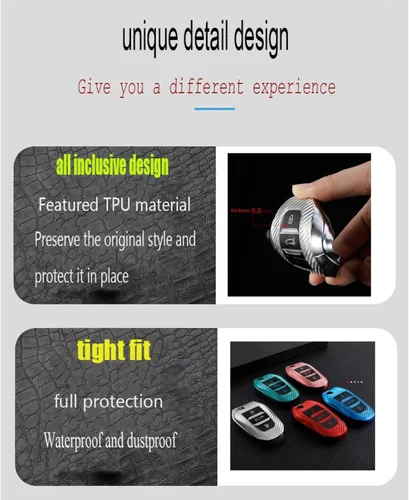 Vista 7 de POCHY Key Fob Cover For Peugeot 2008 3008 4008 5008 308 408 508 Citroen C4 C4l C6 C3-xr Picasso Ds3 Ds4 Ds5 Car Key Case Bag Cover Fob Holder
