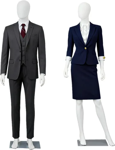 Vista 10 de Maniquí masculino de 6 pies con forma de cuerpo completo para vestido, soporte ajustable y posable, maniquí torso con base de metal, blanco
