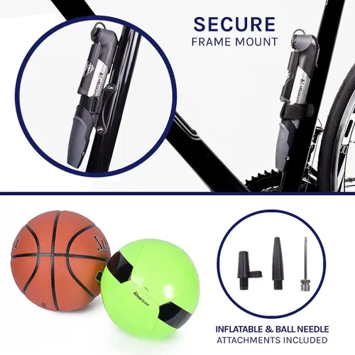 Vista 7 de VeloChampion Mini bomba de bicicleta de aleación adecuada para Presta, Schrader y Dunlop, portátil, compacta, duradera y fácil de usar