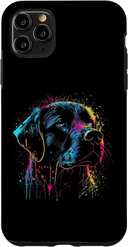 Vista 11 de iPhone 15 Negro Labrador Perro Pintura Acuarela Pintura Colorido Mamá Caso