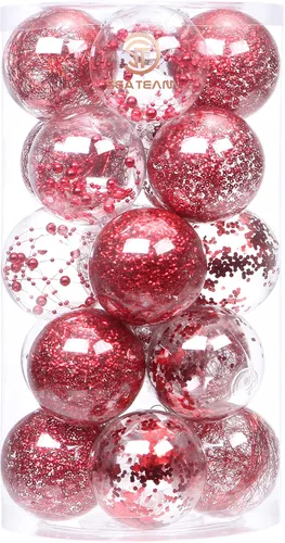 Vista 14 de Sea Team Juego de bolas de Navidad de plástico transparente, inastillables, varios tamaños, bolas decorativas de Navidad con decoraciones delicadas