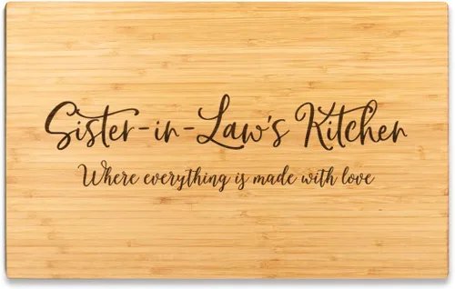 Vista 30 de Andaz Press Tabla de cortar grande de madera de bambú, 17.75 x 11 pulgadas, Aunt's Kitchen Where Everything is Made With Love, 1 paquete, tabla