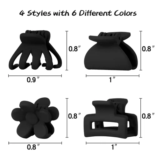 Vista 3 de 24 clips de garra pequeños, clips de mandíbula pequeños de 1 pulgada para mujeres y niñas, cabello delgado y grueso, accesorios de estilo multicolor