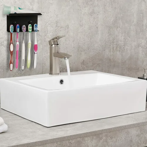 Vista 4 de Linkidea - Soporte para cepillos de dientes montado en la pared para ducha, autoadhesivo con 5 ranuras para cepillos y pasta de dientes, compatible