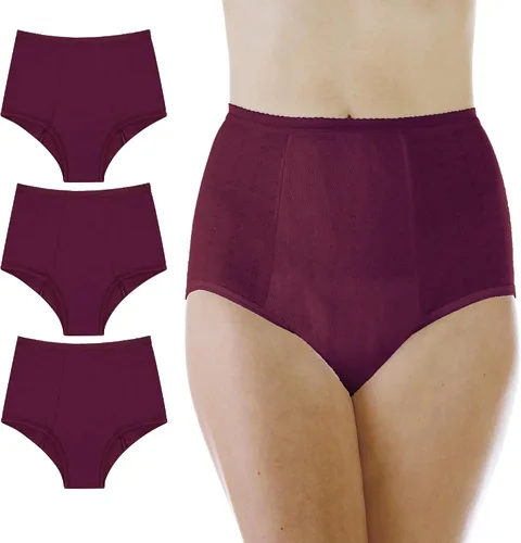 Vista 11 de Paquete de 3 bragas reutilizables de máxima absorción para mujer, color blanco, negro, ciruela SM (se adapta a cadera: 35-37)