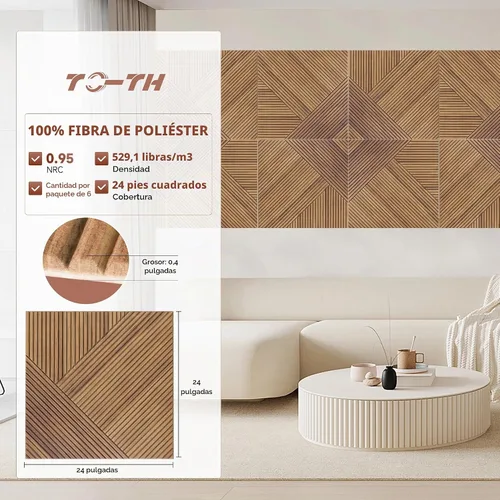 Vista 2 de TO-TH Paneles de pared acústicos autoadhesivos para amortiguar el ruido
