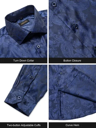 Vista 5 de DiBanGu Camisa de vestir de manga larga con botones para hombre, estilo casual, ajuste regular