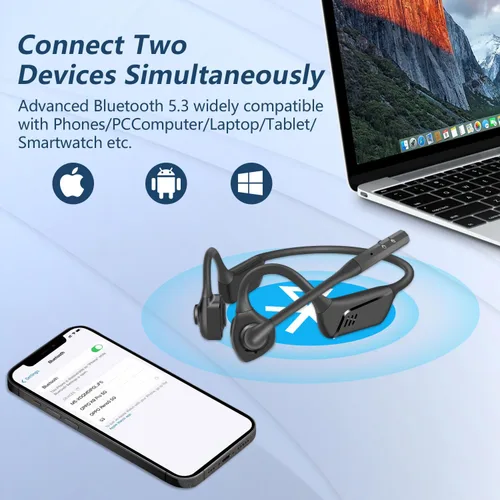 Vista 5 de BANIGIPA Auriculares Bluetooth con micrófono, auriculares de oído abierto, inalámbricos Bluetooth con cancelación de ruido para computadora