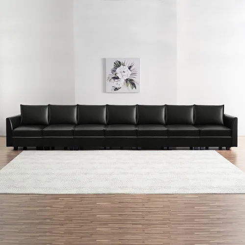 Vista 8 de Naomi Home Elizabeth Modern DIY Collection Black/Air Leather/7 Piezas Modular Seccional