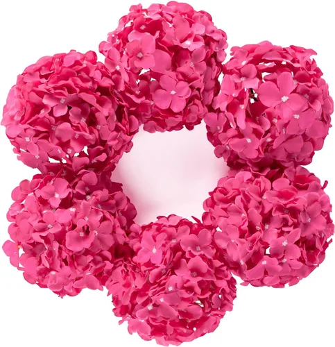 Vista 22 de DuHouse Hortensias artificiales de seda con tallos, hortensias falsas para bricolaje, centro de mesa de boda, decoración del hogar, paquete de 6